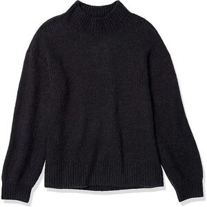 Goodthreads Women's Boucle Shaker Stitch Balloon-Sleeve Black Sweater Size M